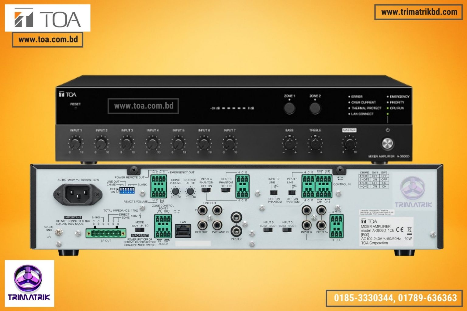 Toa A3648D Digital Mixer Amplifier Price in Bangladesh TRIMATRIK BD