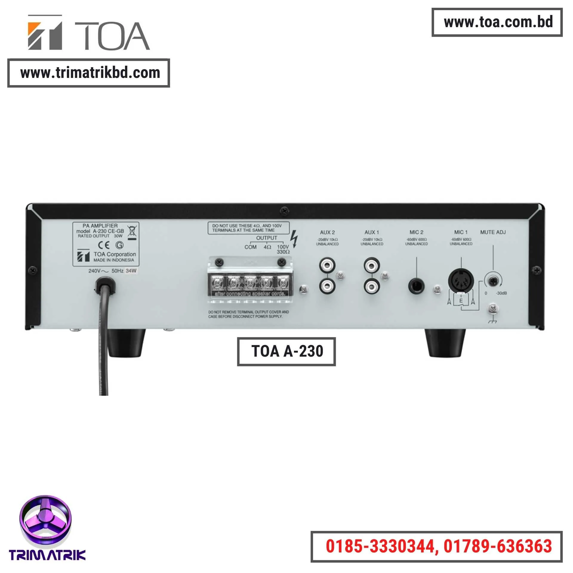 TOA A-230 30Watts Power Amplifier - Bangladesh | TOA PA System in BD